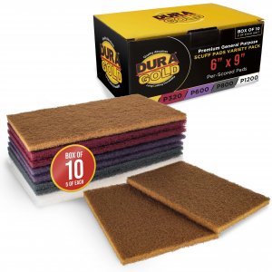 Dura-Gold Premium 6" x 9" 10 Scuff Pad Variety Pack, 2 Each Maroon, Gray, Gold, Purple and White - Scuffing, Scouring, Sanding, Cleaning, Blending, Paint Surface Prep Adhesion - Automotive Auto Body