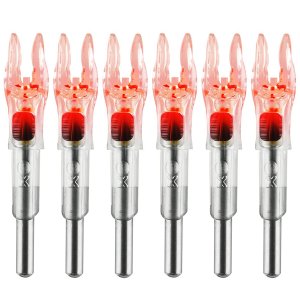 KEAUP 6PCS X Lighted Nocks for Arrows with .204 .233 .244 .246 Inside Diameter with H, S, GT Bushings High-Visibility LED Arrow Nocks, ON/Off Switch Included