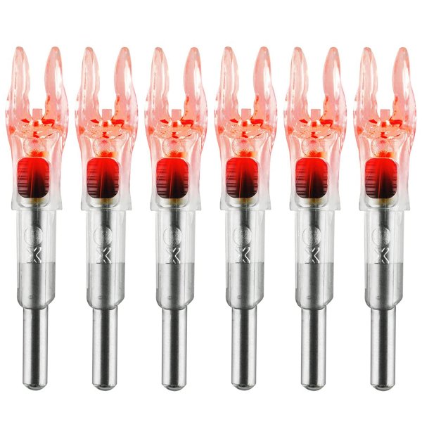KEAUP 6PCS X Lighted Nocks for Arrows with .204 .233 .244 .246 Inside Diameter with H, S, GT Bushings High-Visibility LED Arrow Nocks, ON/Off Switch Included