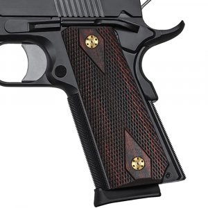 Cool Hand 1911 Rosewood Slim Grips, Screws Included, Full Size(Government/Commander), Checker Diamond Cut, Ambi Safety Cut, H1S-DC-BW