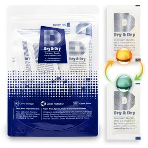 Dry & Dry 10 Gram [100 Packets] Orange Indicating Silica Gel Packets Desiccants Silica Packets - Rechargeable Moisture Absorbers for Food Storage, Electronics, 3D Filament & Safes