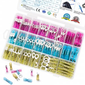 TICONN 250 Pcs Heat Shrink Wire Connectors, Marine Crimp Ring Terminal Kit