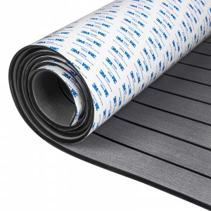 OCEANBROAD Boat Flooring 96''x45.6'', Dark Gray with Black Seam Lines