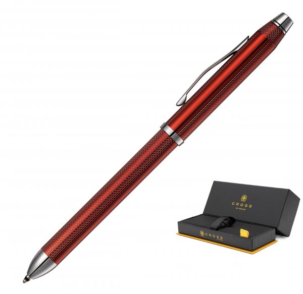 Cross AT009013 Tech3+ Engraved Translucent Red Multifunction Pen