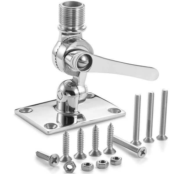 Marine VHF Antenna Mount,316 Stainless Steel Adjustable Base Mount for Boat