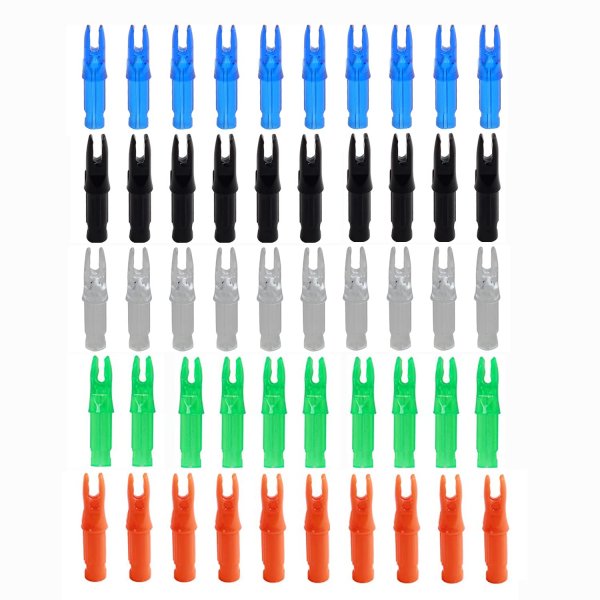 SOPOGER 50Pcs Archery Arrow Nocks .244/6.20mm ID Carbon Arrows Nock Arrow Inserts Standard Size for Arrows DIY Hunting Shooting (Multi-Color)