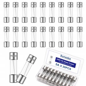 Sunxeke 20PCS F5AL250V 5 x 20mm Fast Blow Glass Fuses 5A 5Amp 250V Glass Fuse,0.2 x 0.78 Inch