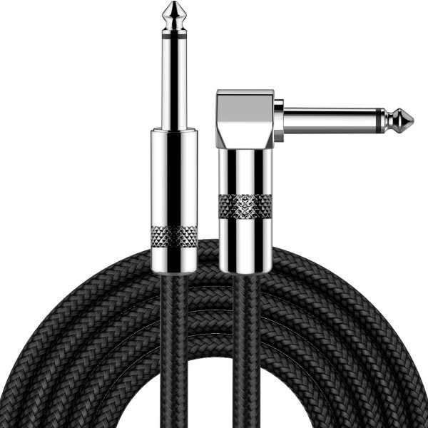 New Bee Guitar Cable 6ft Electric Instrument Cable Bass AMP Cord for Electric Guitar, Bass Guitar, Electric Mandolin, Pro Audio (Right Angle to Straight, Black)
