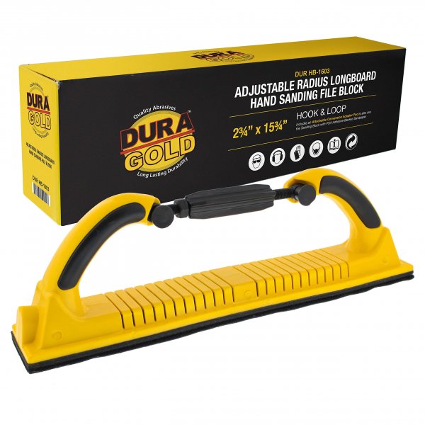 Dura-Gold Adjustable Radius Flex Longboard Hand Sanding Block, Hook & Loop