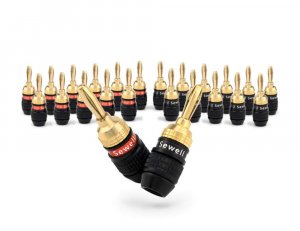 Sewell SW-29863-12 Deadbolt Banana Plugs 12-Pairs by, Gold Plated Speaker Plugs, Quick Connect