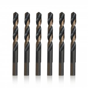 Drill America 13/32" High Speed Steel Black & Gold KFD Split Point Drill Bit with 3-Flat Shank (Pack of 6), KFDML Series