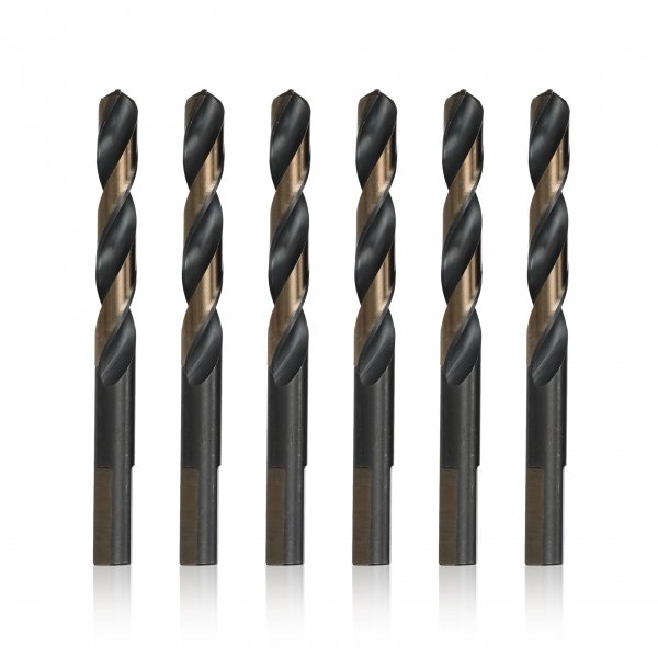 Drill America 13/32" High Speed Steel Black & Gold KFD Split Point Drill Bit with 3-Flat Shank (Pack of 6), KFDML Series