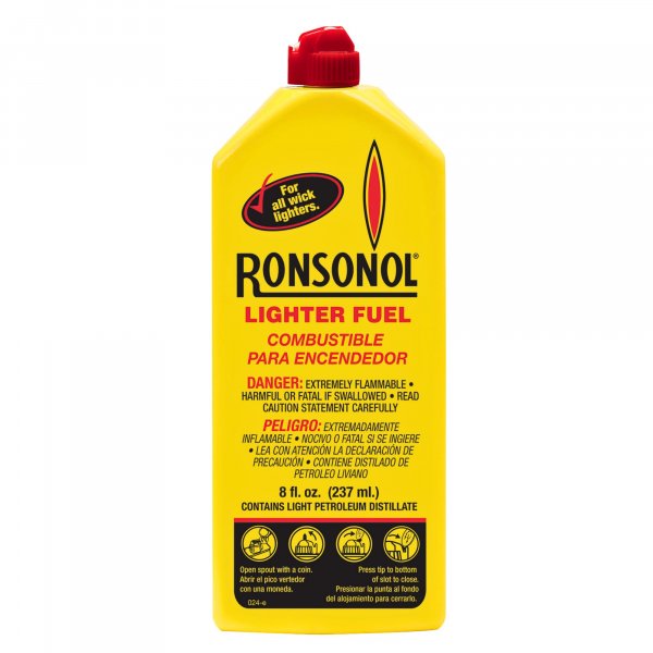 Ronson Lighter Fuel 8 fl oz – Lighter Fluid Refill for Wick Lighters, Clean-Burning Fuel for Refillable Lighters, Outdoor, Camping & Everyday Use, Precision Pour Spout
