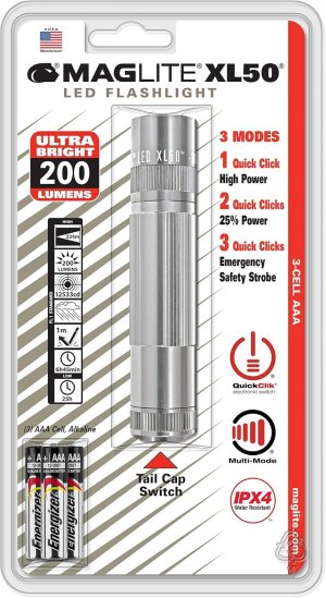MAGLITE XL50S3106 LED 3-Cell AAA Flashlight, Silver