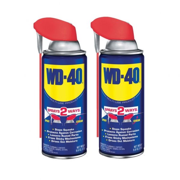 WD-40 Classic Product, Multi-Use Product with Smart Straw Sprays 2 Ways, 9.6 OZ [2-Pack]