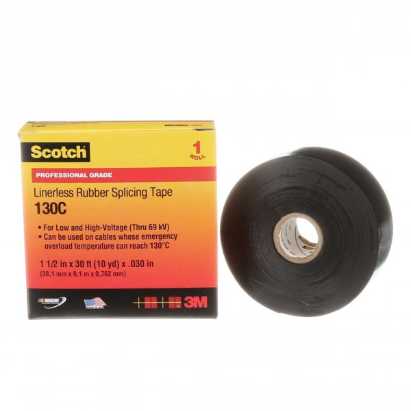 3M Scotch Linerless Electrical Splicing Tape 130C, 1-1/2 in x 30 ft, 1 Roll