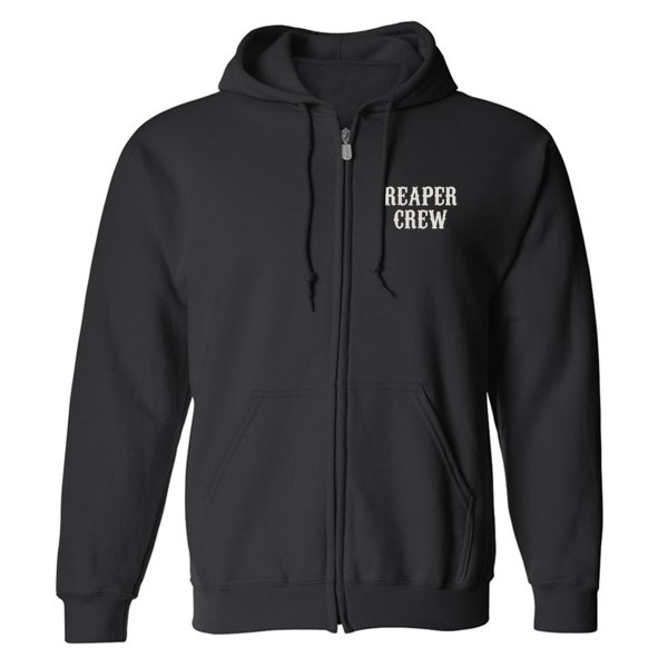 FX Sons of Anarchy Reaper Crew Fleece Zip-Up Hooded Sweatshirt - Officially Licensed - XLarge Black