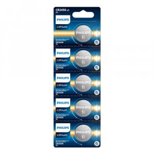 PHILIPS CR2450 Battery, [5-Pack] cr2450 3v Lithium Coin Cell Batteries, Long-Lasting 2450 batteries, 10-Year Shelf Life, CR 2450 Battery for Car Key Fob, Medical Devices, MyQ battery, Remote Controls.
