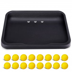 CHAMPKEY Heavy Duty Rubber Golf Ball Tray with 16 Foam Golf Balls | Excellent Durability and Stability for Indoor and Outdoor Training