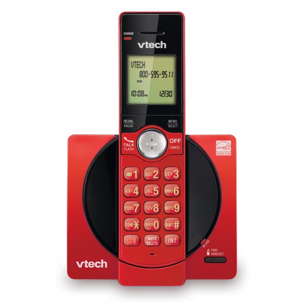 VTech CS6919-16 DECT 6.0 Cordless Phone, Red - Caller ID/Call Waiting (Stores 30 Calls), Backlit Keypad & Display, Full Duplex Handset Speakerphone, Wall Mountable