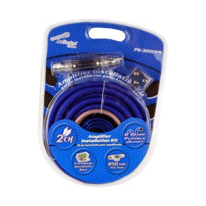 Audiopipe PK3000PS 0 Gauge Amp Kit w/17ft RCA Blue&Silver Power Wire ANL Fuse