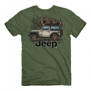 Jeep Sasquatch Spotted T-Shirt, Military Green | 100% Cotton