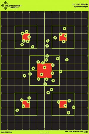50 Pack - 12"x18" Sight In Splatterburst Target - Instantly See Your Shots Burst Bright Florescent Yellow Upon Impact!
