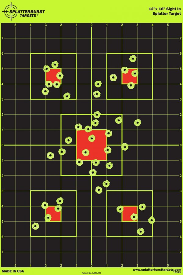 50 Pack - 12"x18" Sight In Splatterburst Target - Instantly See Your Shots Burst Bright Florescent Yellow Upon Impact!