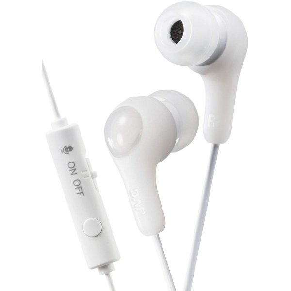 JVC HAFX7GW Gumy Gamer Earbuds w/Microphone (White)