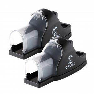 OWLTRA in-/Outdoor Safe Tunnel Snap Mouse Trap 2PCS, Instant Eliminate Rodent Snap Trap with Clear Tunnel Entry, Touch-Free Release, and Powerful Snap, Black, TST-217