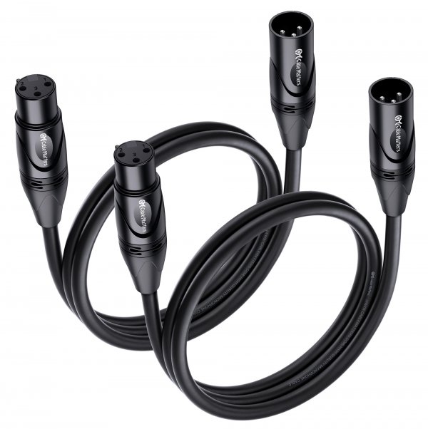 Cable Matters 2-Pack Premium Short XLR to XLR Cables - 3ft, Male to Female Microphone Cable, 21 AWG, Oxygen-Free Copper (OFC) Mic Cord, Black