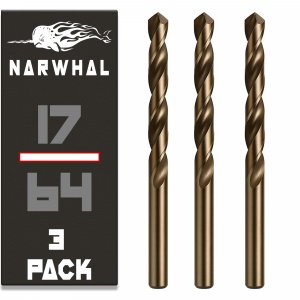 Narwhal 17/64 Inch Cobalt Drill Bits (3 Pack - Industrial Grade M35 Cobalt) 4-1/4" Length & 135 Degree Split Point for Drilling Into Metal, Hardened & Stainless Steel, Cast Iron, & More!
