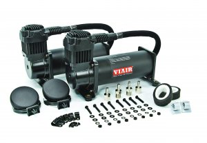 VIAIR 444C Dual Air Compressor for Air Suspension (2 Pack) 12V Continuous Duty Cycle Compressor for Air Tanks, Bags, Air Horns 200 PSI (Stealth Black)