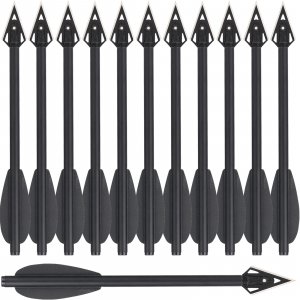 HUNTSPM Mini Crossbow Bolts Aluminium Crossbow Arrows 6.3" Sharp Broadhead Tips Hunting Arrows for 50-80lbs Mini Crossbow Archery Pistol-Hunting Shooting Target Practice (6PCS Black)