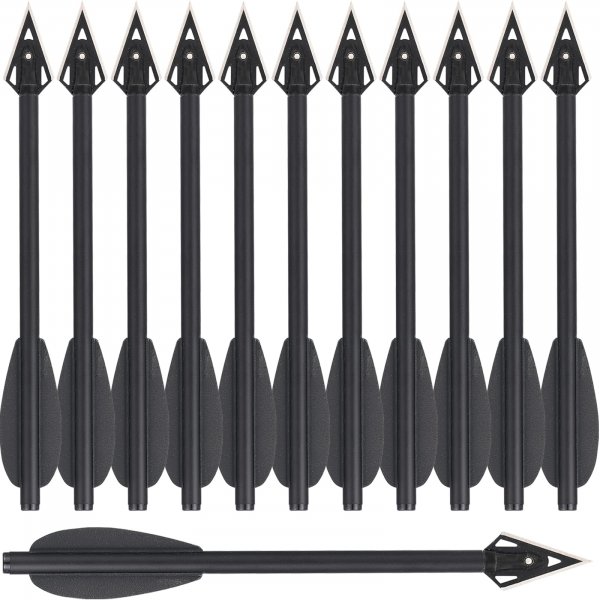 HUNTSPM Mini Crossbow Bolts Aluminium Crossbow Arrows 6.3" Sharp Broadhead Tips Hunting Arrows for 50-80lbs Mini Crossbow Archery Pistol-Hunting Shooting Target Practice (6PCS Black)