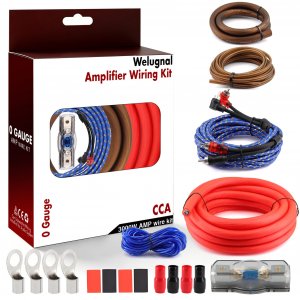 0 Gauge CCA Amplifier Wiring Kit 3000W Complete - Copper Clad Aluminum Car Audio Power Cable with Fuse Holder & RCA | for Subwoofer Amp Install