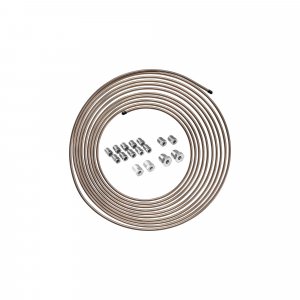 4LifetimeLines 3/16" x 25 ft Copper-Nickel Brake Line Replacement Kit – Inverted Flare Fittings Included, Hand-Bendable Tubing Coil, Corrosion Resistant, SAE & ISO Certified