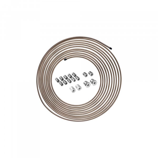 4LifetimeLines 3/16" x 25 ft Copper-Nickel Brake Line Replacement Kit – Inverted Flare Fittings Included, Hand-Bendable Tubing Coil, Corrosion Resistant, SAE & ISO Certified