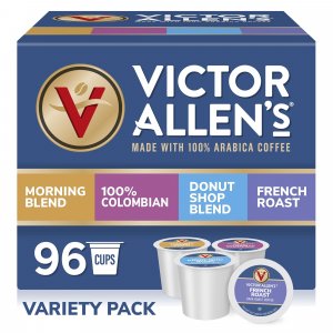 Victor Allen's Coffee Variety Pack, Light-Dark Roasts, 96 Count, Single Serve Coffee Pods for Keurig K-Cup Brewers