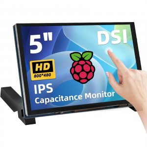 iPistBit 5 Inch Raspberry Pi Touchscreen, 800x480 DSI IPS LCD Display, 5-Point Touch Capacitive Screen, Monitor for Raspberry Pi 5/4B/3B+/3B/B+/A+, Driver-Free