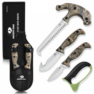 Mossy Oak Field Dressing Kit, 4PC Camouflage Hunting Knife Set with Sheath