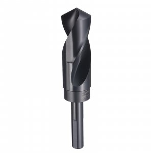 HARFINGTON 1-1/8" Drill Bit 1/2" Reduced Shank 3-Flat 4241 High Speed Steel Nitriding Black 118° Standard Point for Plastic Wood Copper Aluminum Iron Medium Soft Metal
