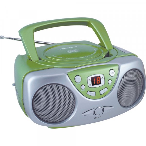 Sylvania SRCD243 Portable CD Player with AM/FM Radio Green Boombox