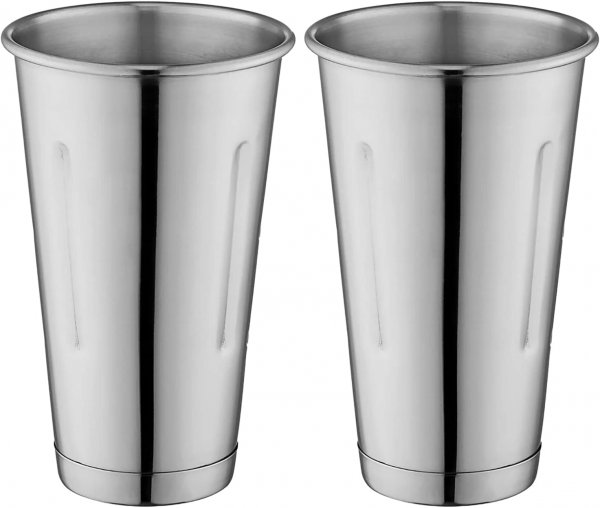 METAL MAGERY Stainless Steel Milkshake Cups Immersion Hand Blender Malt Cup 30 oz Set of 2