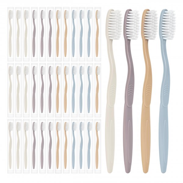DR.BRIGHT 40 Pack Soft Individually Toothbrushes with Tongue Scraper