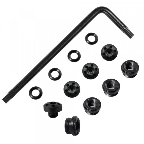 Cool Hand 1911 Grip Screws & Bushings for Slim 1911 Full Size/Compact, T10 Torx Key, 4 O Rings, Stainless Steel, Black, 1911S-BUSH-SCR