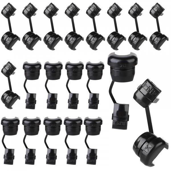 20PCS Electric Cable Protection Cord Buckle Black Wire Cover Round Nylon Cable Strain Relief Bushing Wire Strain Relief Bush Cord Grommet 6N-4 4N-4