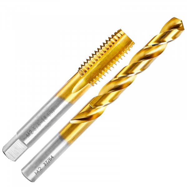 5/8"-18 UNF Tap and 37/64" Drill Bit Kit for Metal,M2 HSS Drill and Tap Set