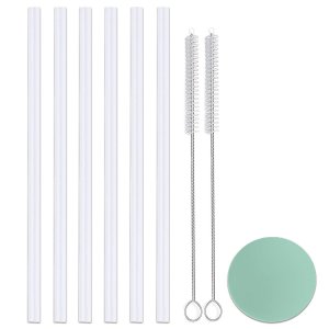 Greant 6 Pack Replacement Straws for Hydro Flask Straw Lid Wide Mouth Bottle, 9.8''L X 0.33'' W, for Hydroflask Wide Mouth Flex Straw Cap, Plastic, Cuttable
