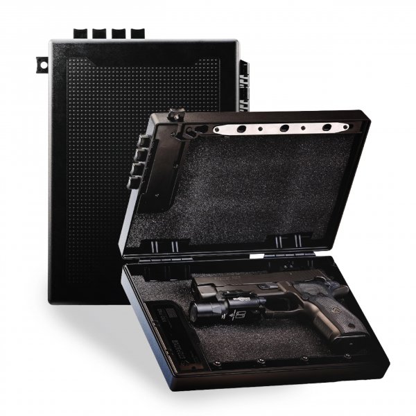 STOPBOX Gun Safe Alternative - Tactical Handgun Storage, Instant Access Portable Gun Case, TSA Compliant Gun Lock Box for Quick Handgun Access | Black - 2PK (Full-Size Only)